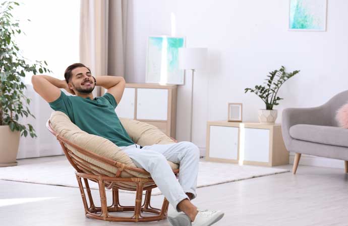 Person relaxing in a room