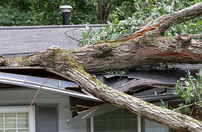 Storm damaged house