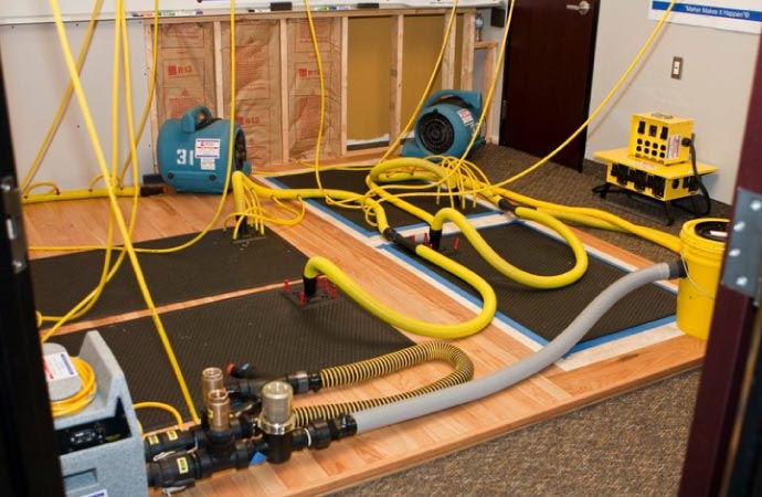 water damage restoration with equipment