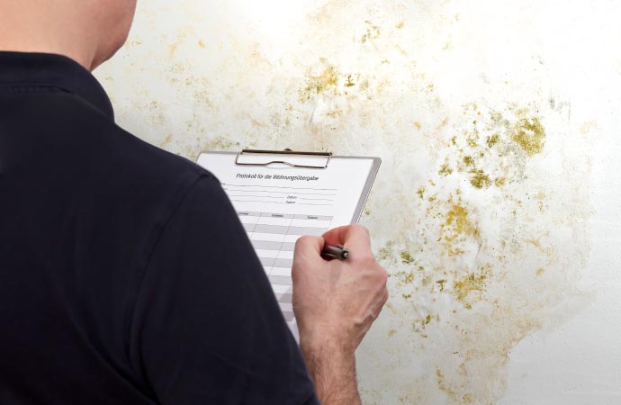 a professional inspecting mold