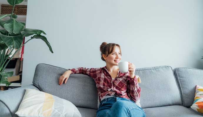 Person relaxing in a room