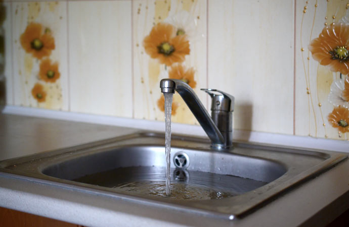 an overfilled sink